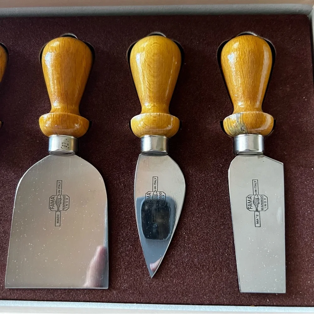 Williams Sonoma Italian Cheese Knife Collection Beechwood Handles S/5